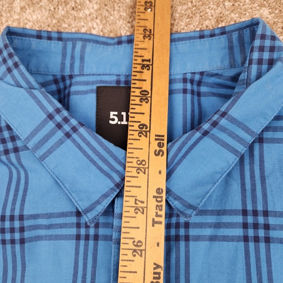 5.11 Tactical Plaid Button Down Shirt 2XL Blue Short Sleeve Outdoor Casual - Picture 5 of 5